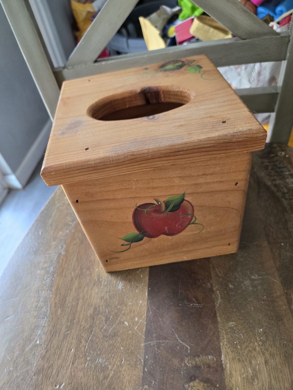 Wooden Apple Tissue Box Cover - Natural Finish